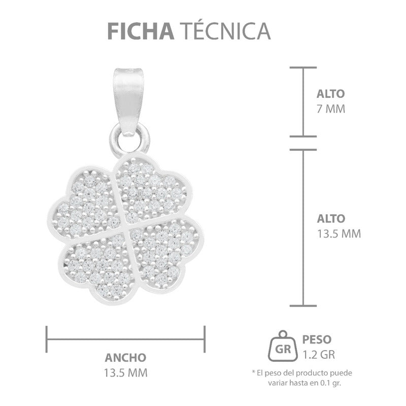 Dije Trebol Cuatro Hojas Corazón Amor Regalo Mujer Plata 925