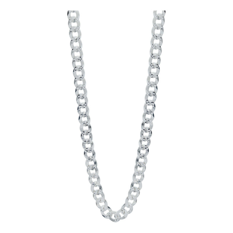 Cadena Cubana Gruesa Diamantada Plata 925 Hombre 70cm X 6mm