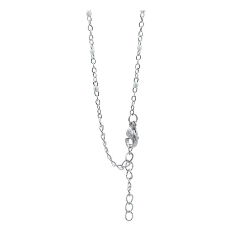Collar Nudo De Bruja Esotérico Bolita Acero Inoxidable Mujer Blanco