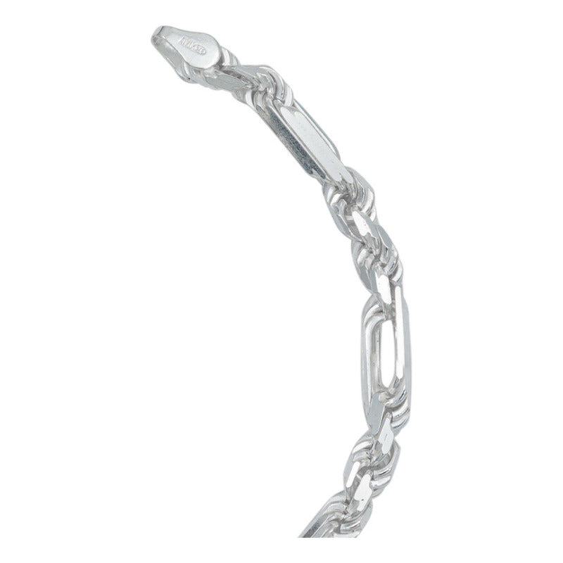 Pulsera Gruesa Torsal Figaro Hombre Plata Italy 925 4 Mm