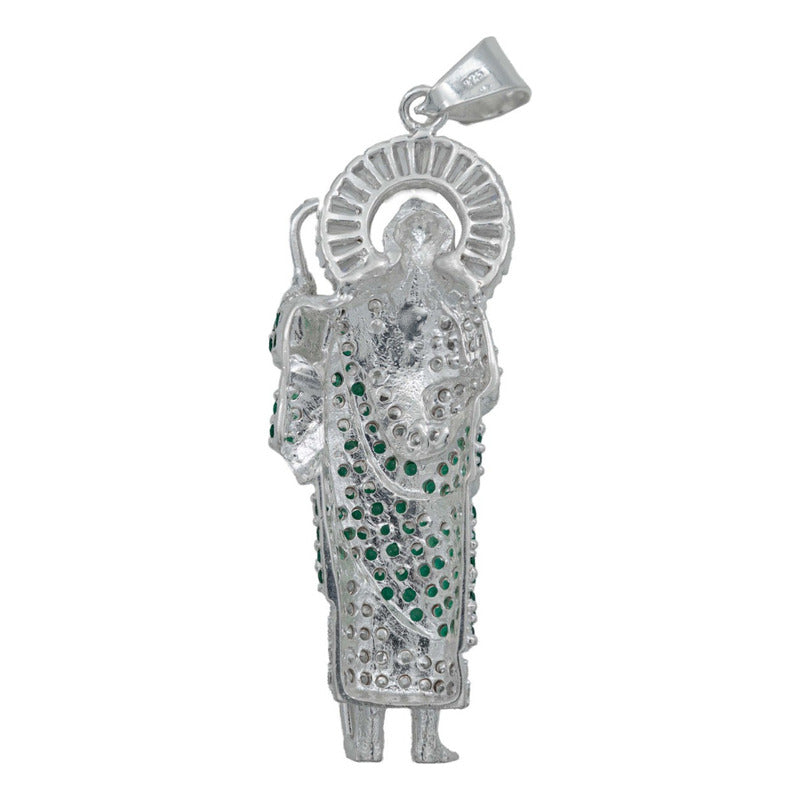 Dije Grande San Judas Zirconias Piedras Plata 925 7.5 Cm