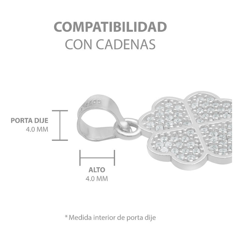 Dije Trebol Cuatro Hojas Corazón Amor Regalo Mujer Plata 925