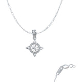 Dije Mini Nudo De Bruja Zirconias Plano Con Cadena Plata 925