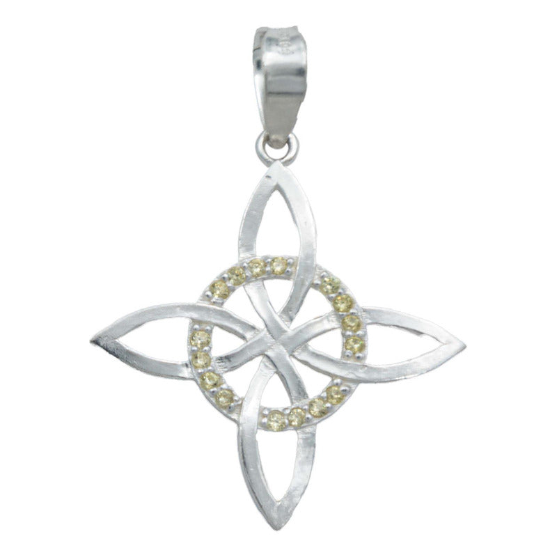 Collar Nudo De Bruja Celta Plano Zirconias Plata Ley S925