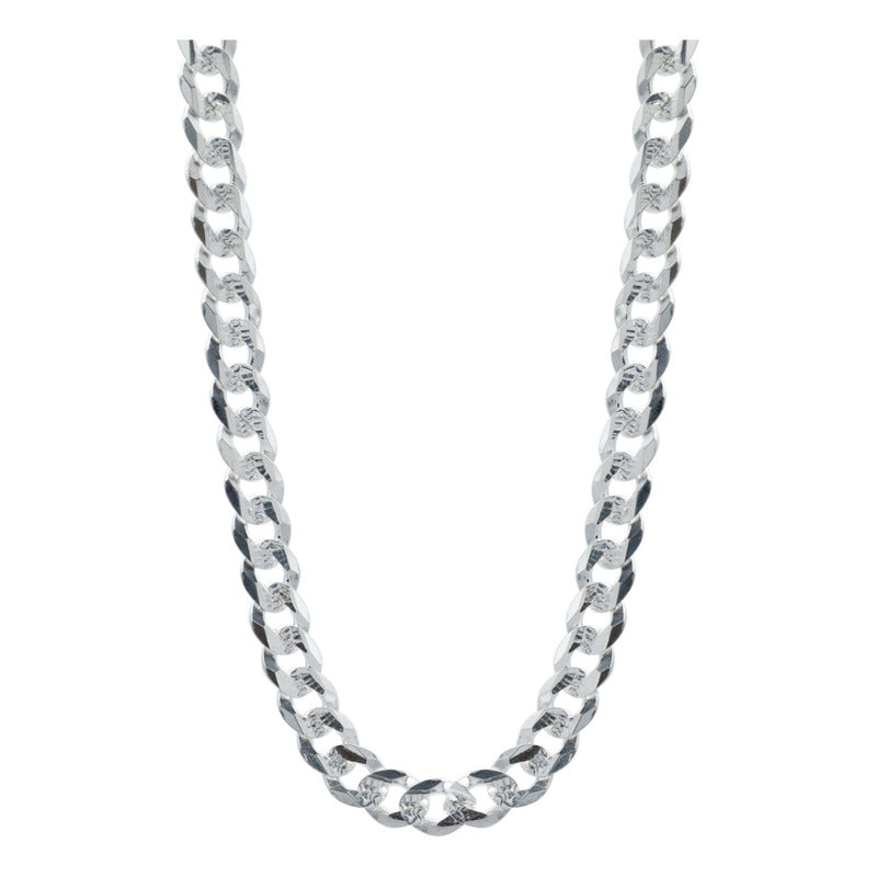 Cadena Cubana Gruesa Diamantada Plata 925 Hombre 70 Cm X 7mm