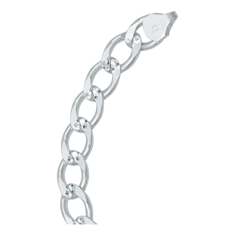 Pulsera Gruesa Cubana Diamantada Hombre Regalo Plata 925 8mm