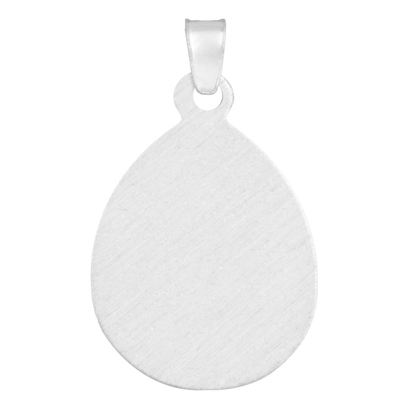 Dije Medalla Oval Diamanta Virgen Milagrosa Plata 925 1.4 Cm