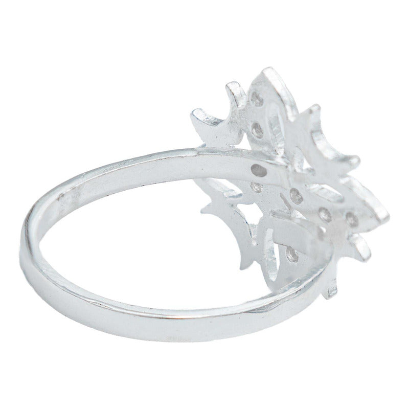 Anillo 4 Lunas Flor Dama Mujer Regalo Zirconias Plata 925