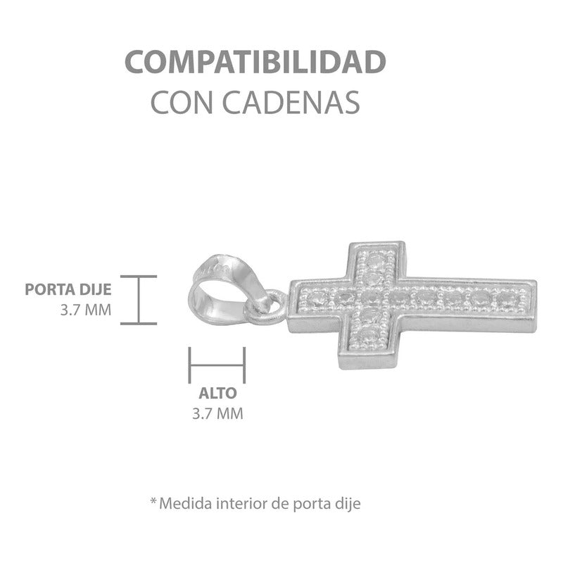 Dije Cruz Borde Diamantada Zirconia Unisex Plata S925 2.6 Cm Blanco