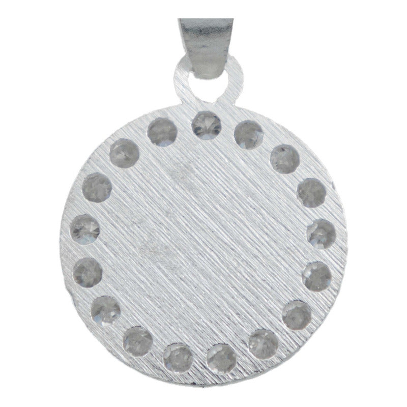 Dije Medalla Diamantada San Judas Zirconias Plata 925 1.2 Cm