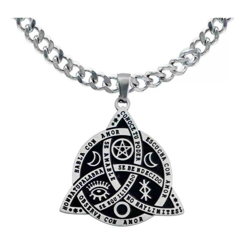 2 Pzs Collar Nudo Bruja Celta Vikingo Triqueta Amuleto Inox