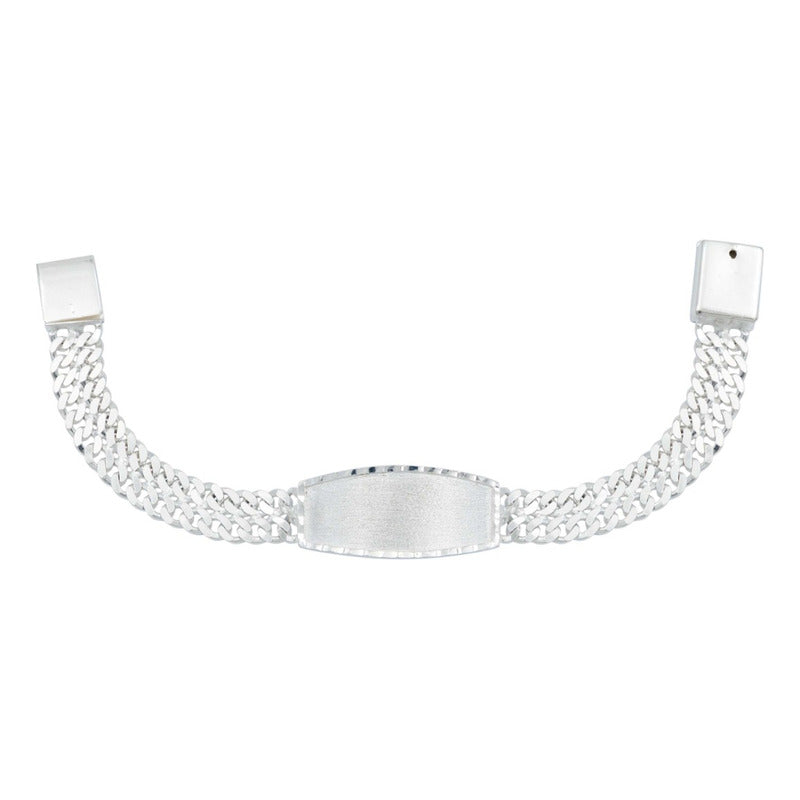Esclava Niño Doble Cubana Diamantada Caja Plata 925 8 Mm