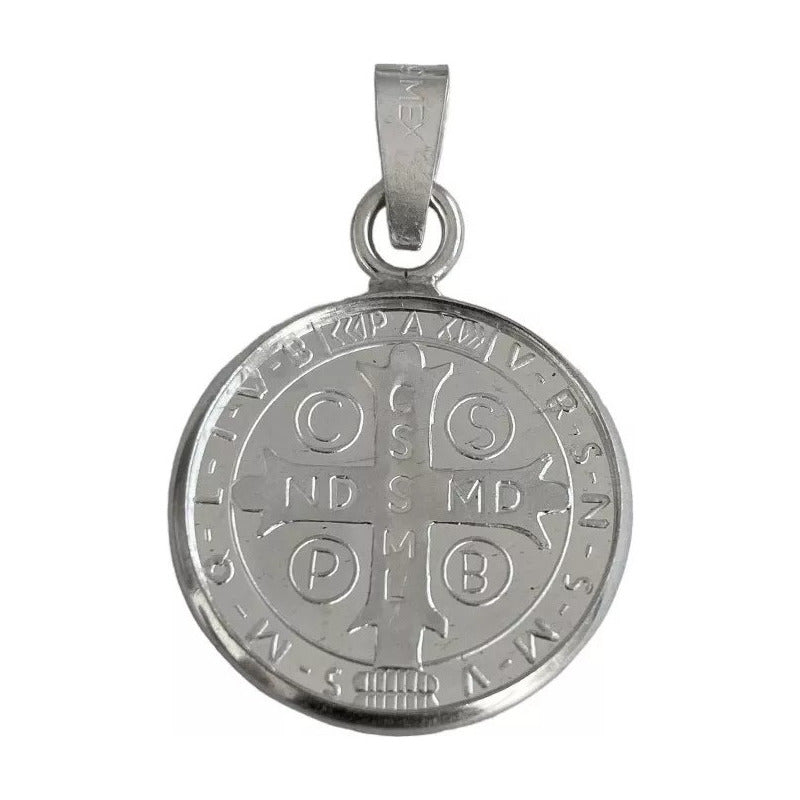 Dije Medalla San Benito Grande Plata Pura Ley .999 Plateado