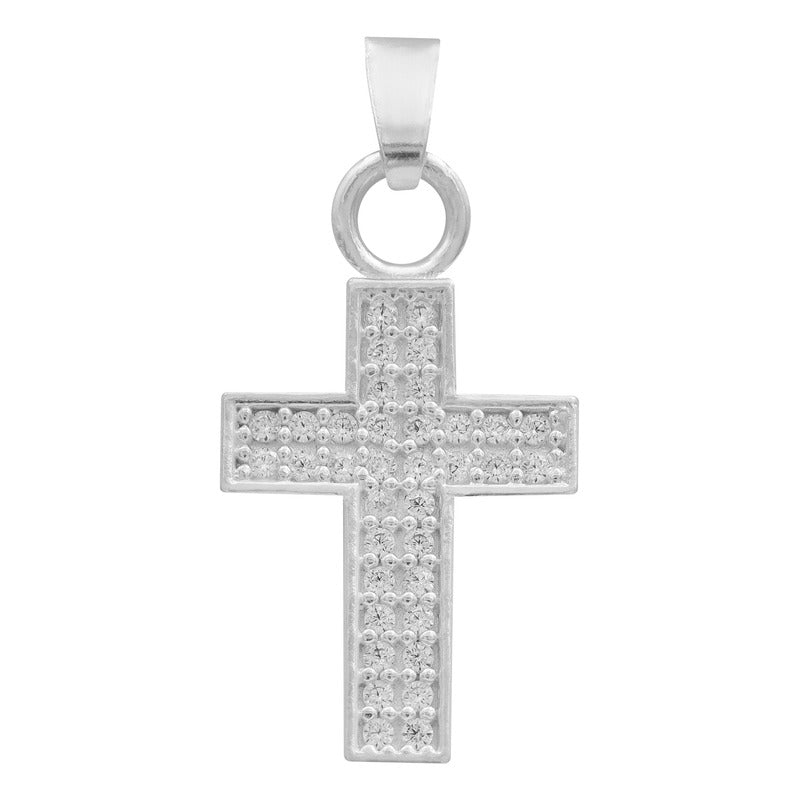 Dije Cruz Zirconias Bautizo Mujer Regalo Plata 925 2.4 Cm