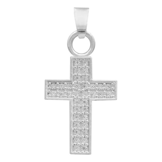 Dije Cruz Zirconias Bautizo Mujer Regalo Plata 925 2.4 Cm Blanco