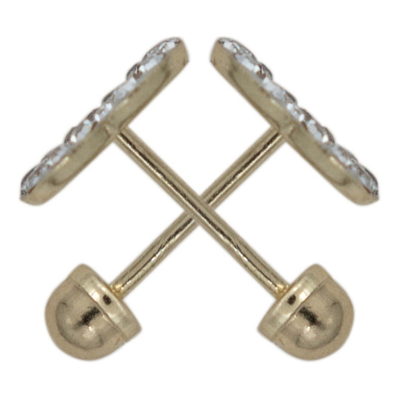Broquel Trebol Zirconias Flor Corridos Tumbados Oro 10k 8 Mm