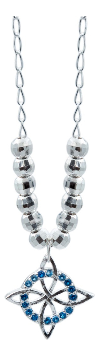 Collar Mini Nudo De Bruja Zirconia Bolita Diamtada Plata 925