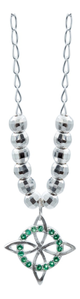 Collar Mini Nudo De Bruja Zirconia Bolita Diamtada Plata 925