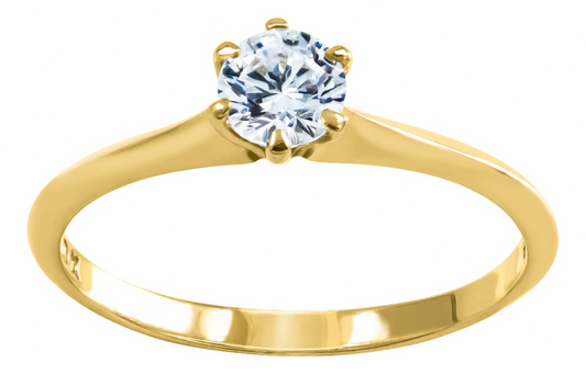 Anillo Solitario De Promesa Amor Oro 10k Con Zirconia 1.9g Amarillo 9