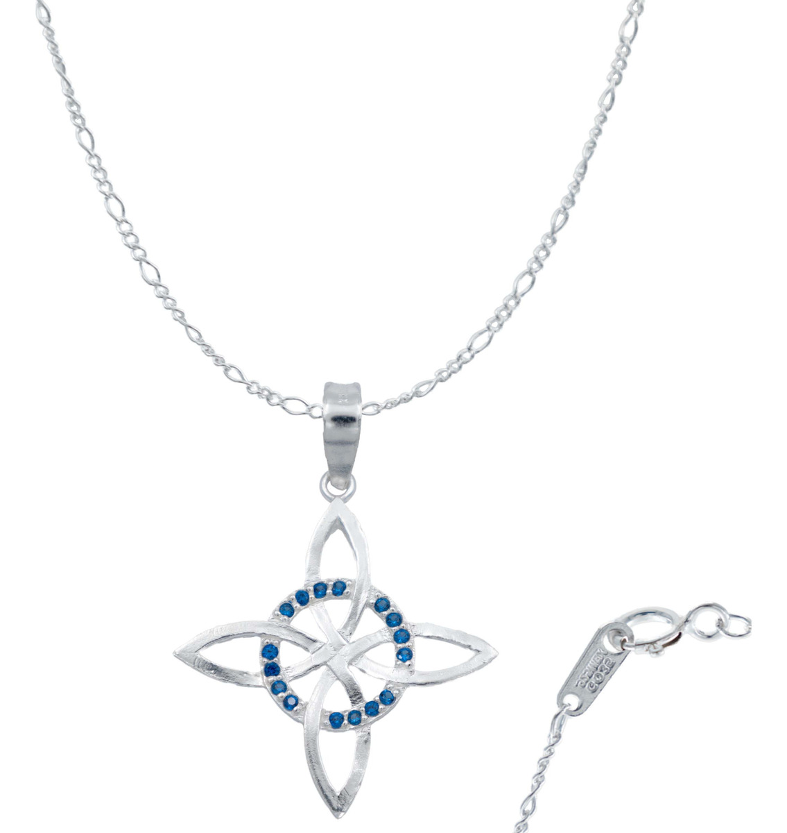 Collar Nudo De Bruja Celta Plano Zirconias Plata Ley S925