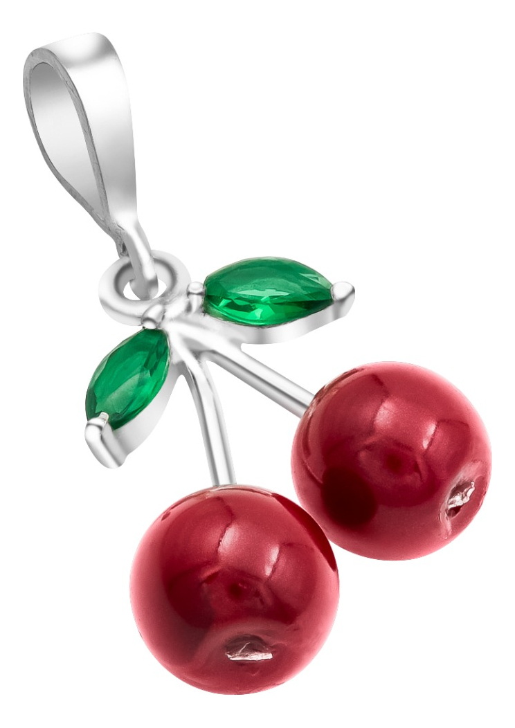Joyaris Dije Cadena Cereza Plata 925 Mujer Rojo Verde 33mm Plateado