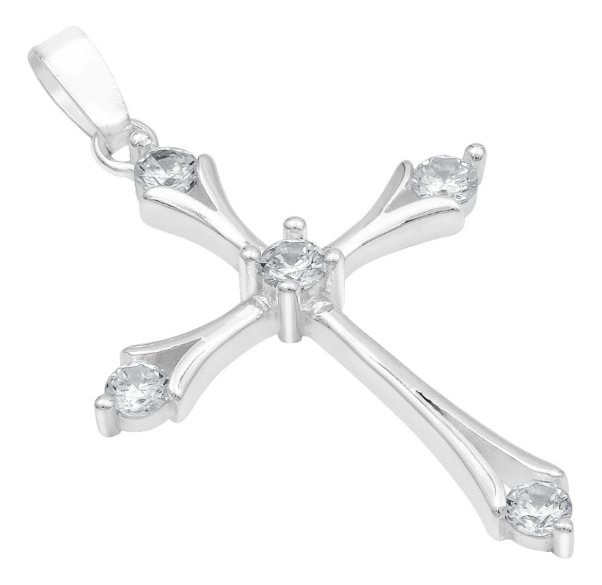 Joyaris Dije Cruz Italiana Plata 925 Unisex Zirconias 31mm Plateado
