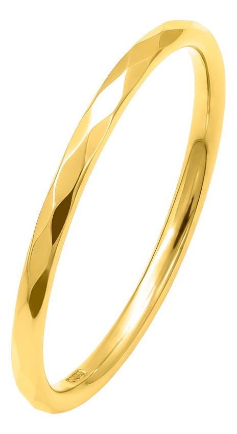 Anillo Argolla Ligera Facetada Oro Sólido 10k 1mm Grosor Amarillo 6.5