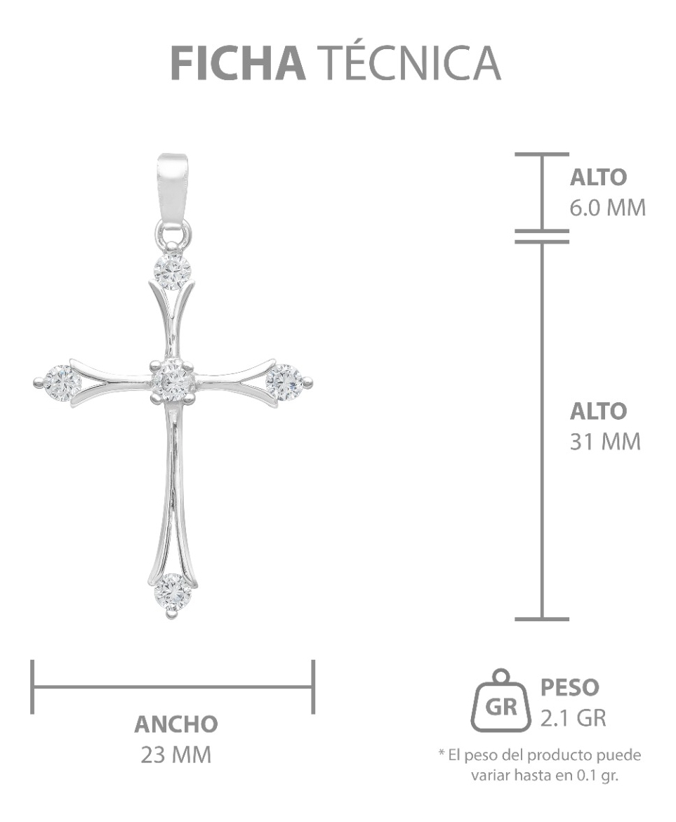 Joyaris Dije Cruz Italiana Plata 925 Unisex Zirconias 31mm Plateado
