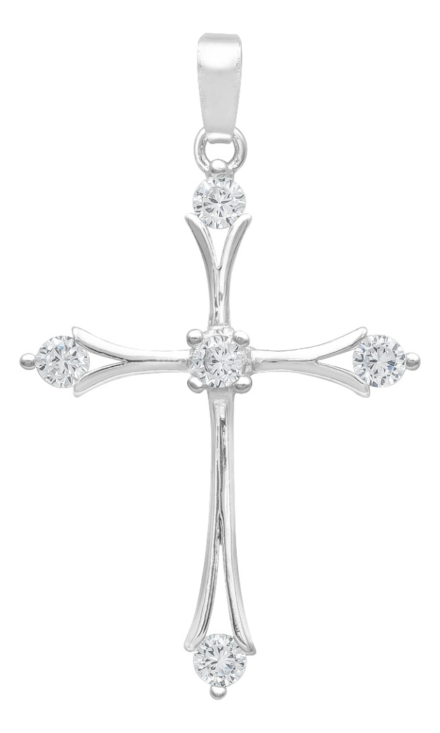 Joyaris Dije Cruz Italiana Plata 925 Unisex Zirconias 31mm Plateado