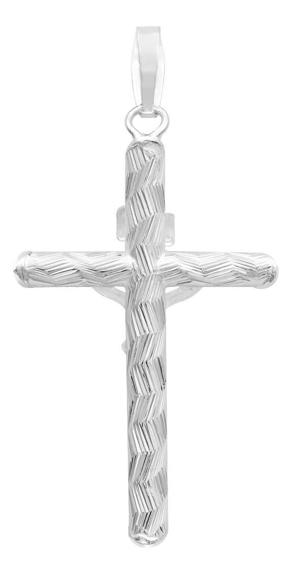 Joyaris Dije Cruz Tubular Cristo Plata 925 Unisex 30mm - Plateado