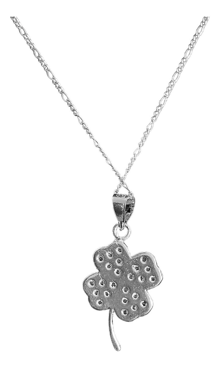 Collar Corazones Trebol 4 Hojas Zirconias Plata Ley 925