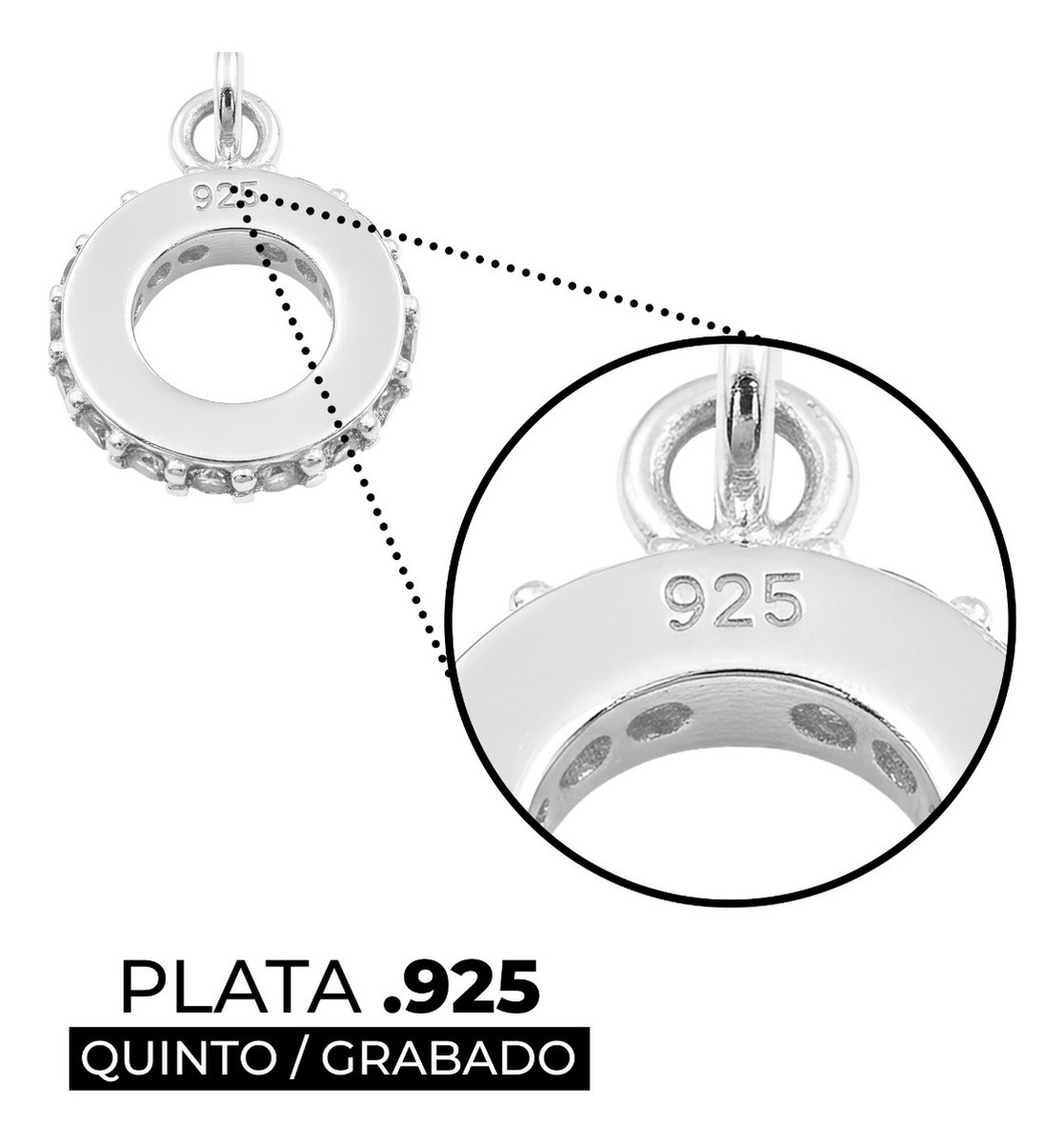 Dije Charm Osito Bubú Kawaii Con Pijama Plata 925 Zirconias Blanco