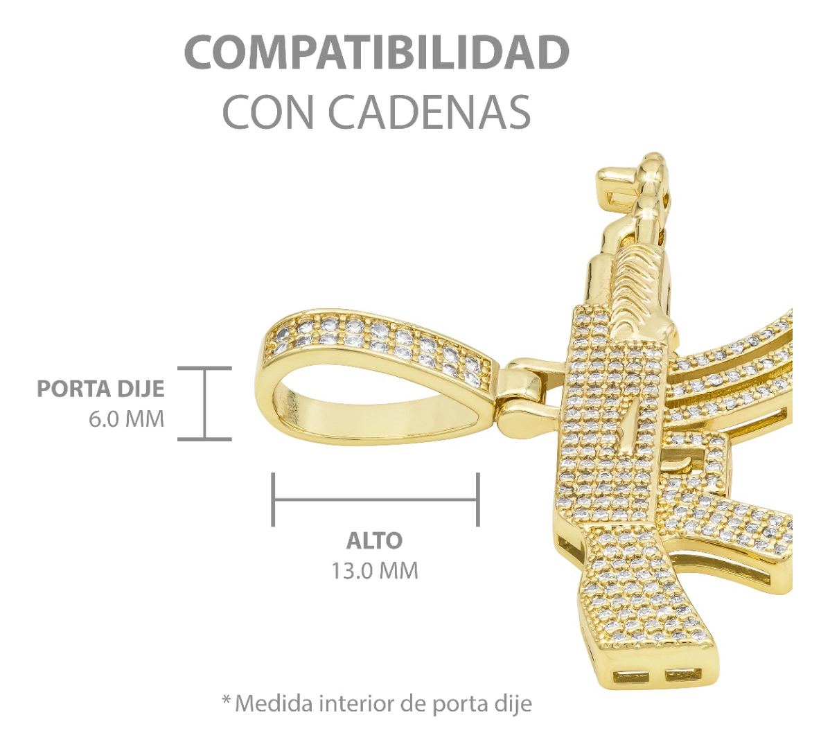Joyaris Dije Cuerno De Chivo Hombre Zirconias 40x51mm Dorado
