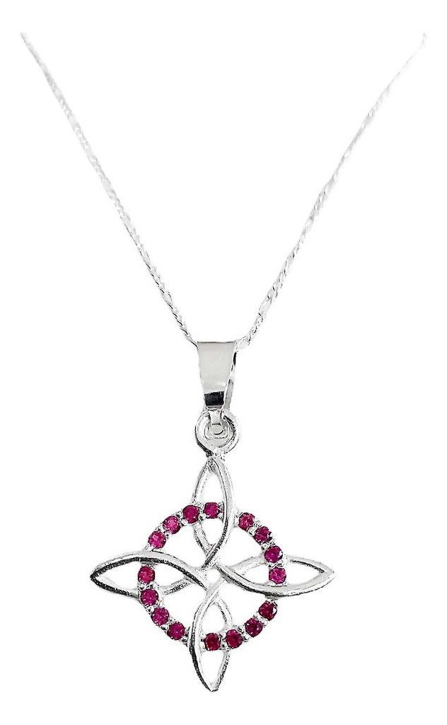 Dije Nudo Bruja Plata Solida 925 + Cadena 55 Cm Plata S925