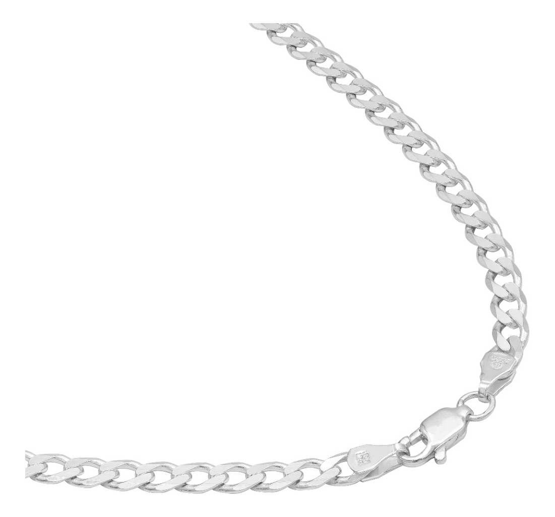 Joyaris Cadena Barbada Cubana Plata 925 Hombre 50cm 5mm Plateado