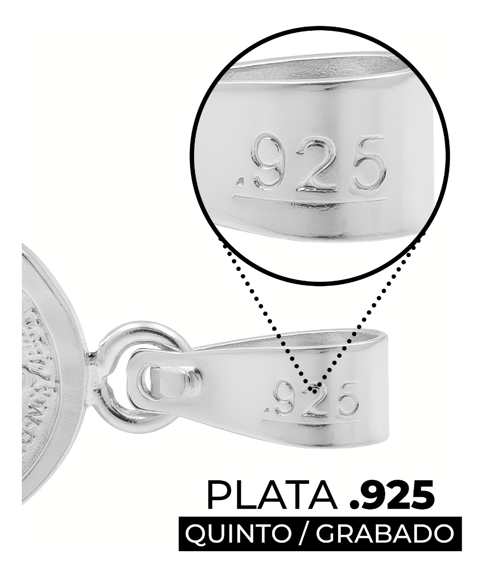 Dije Llave Medalla Doble Vista San Benito Plata 925 4 Cm Plateado