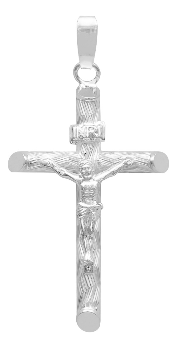Joyaris Dije Cruz Tubular Cristo Plata 925 Unisex 30mm Plateado