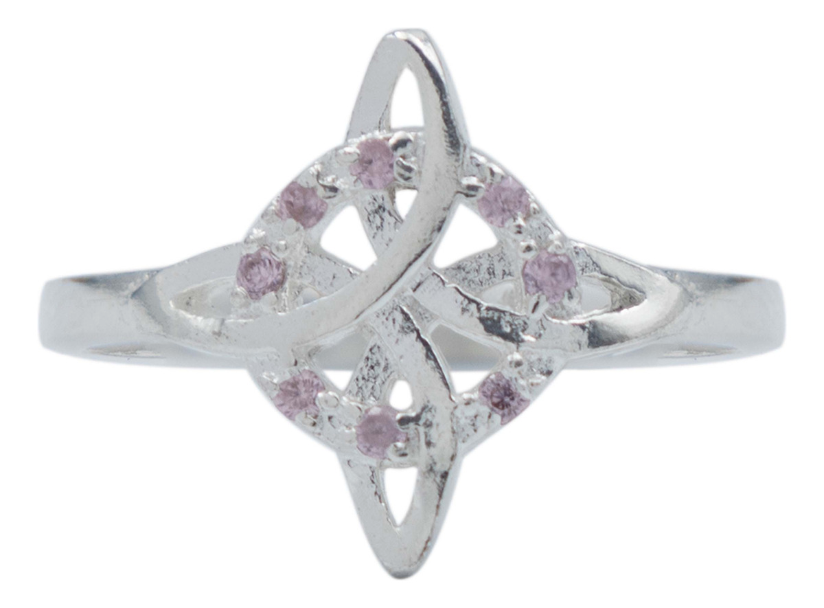 Anillo Chico Nudo De Bruja Zirconias Mujer Regalo Plata 925