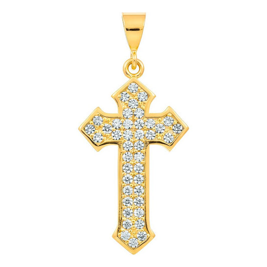 Dije Cruz De Oro Laminado 14k Con Piedra Central 4.4 Cm Amarillo