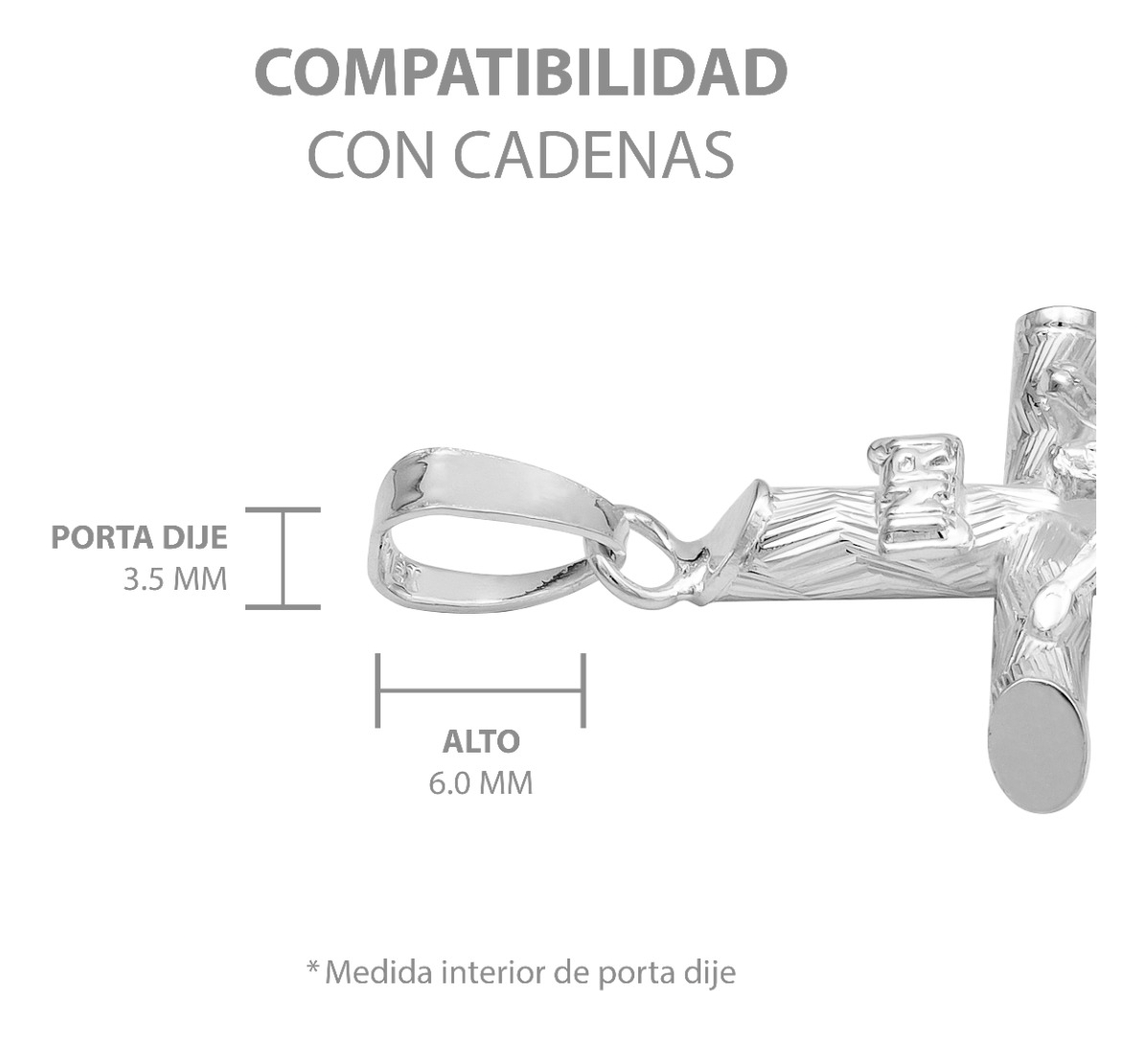 Joyaris Dije Cruz Tubular Cristo Plata 925 Unisex 30mm Plateado
