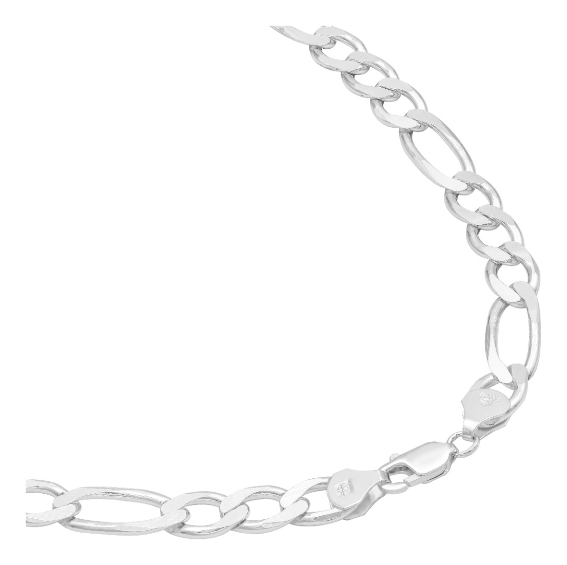 Joyaris Cadena Figaro 3x1 Plata 925 Hombre 55cm 8mm Plateado
