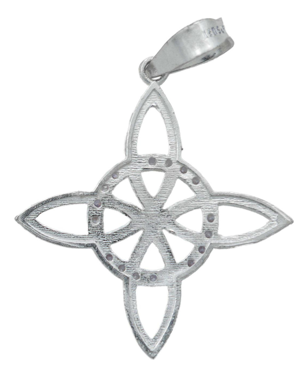 Collar Nudo De Bruja Celta Plano Zirconias Plata Ley S925