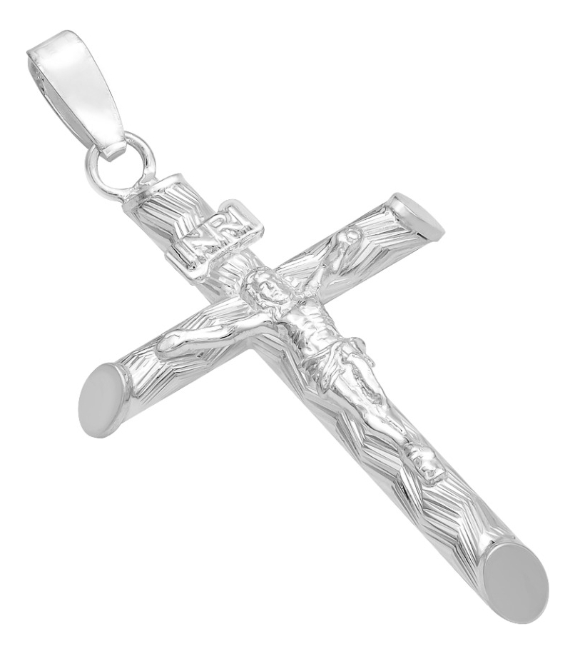 Joyaris Dije Cruz Tubular Cristo Plata 925 Unisex 30mm Plateado