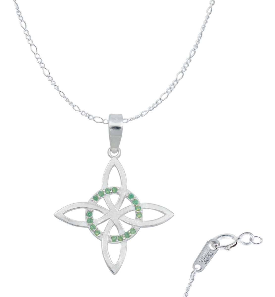 Collar Nudo De Bruja Celta Plano Zirconias Plata Ley S925