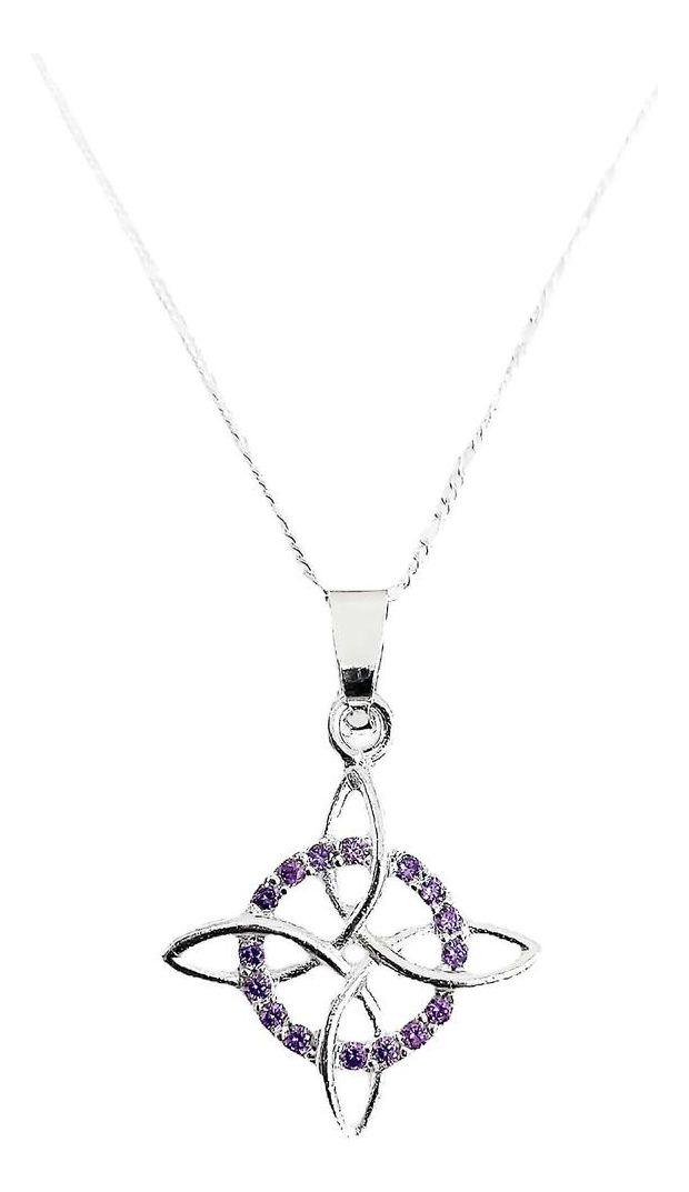 Dije Nudo Bruja Plata Solida 925 + Cadena 45 Cm Plata S925
