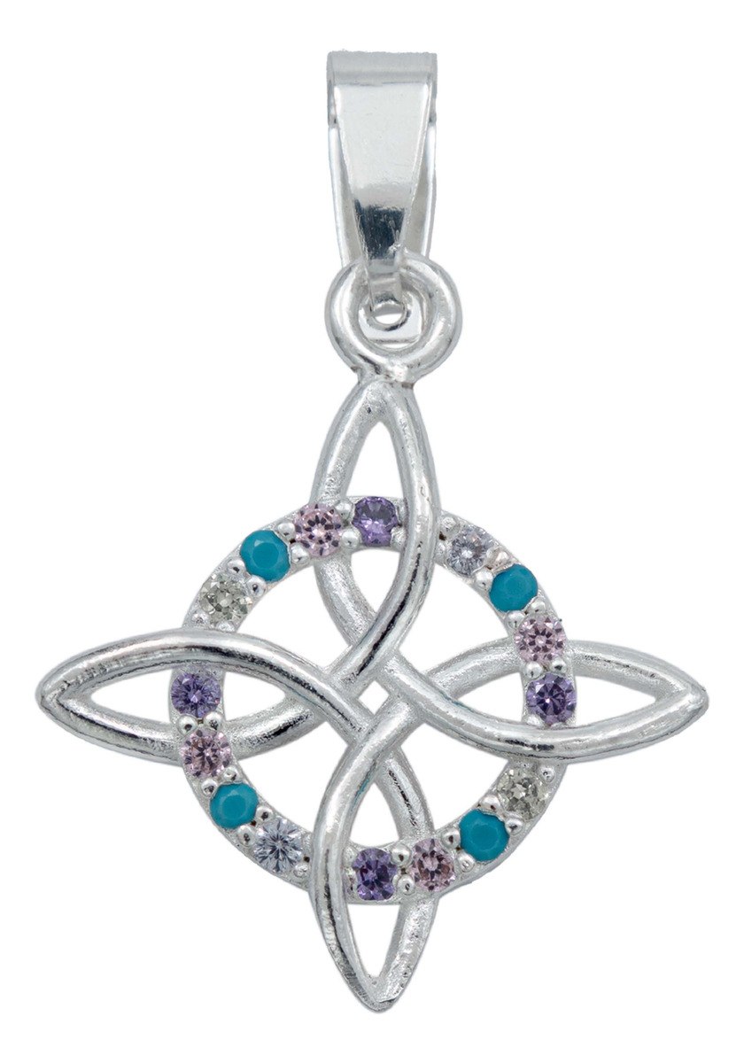 Dije Nudo Bruja Plata Solida 925 + Cadena 45 Cm Plata S925