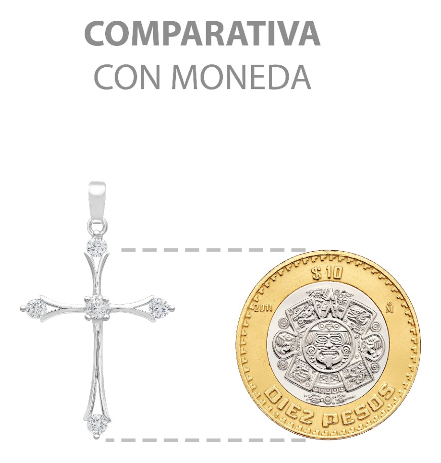 Joyaris Dije Cruz Italiana Plata 925 Unisex Zirconias 31mm Plateado