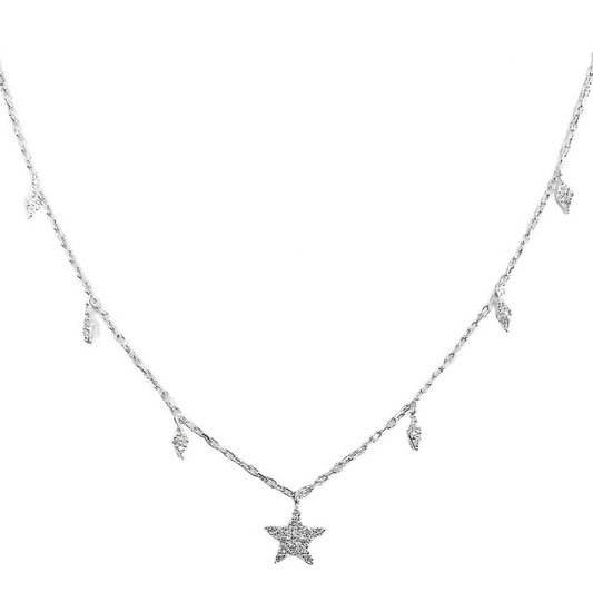 Collar Corazon Estrella Luna Mujer Amor Regalo Plata 925