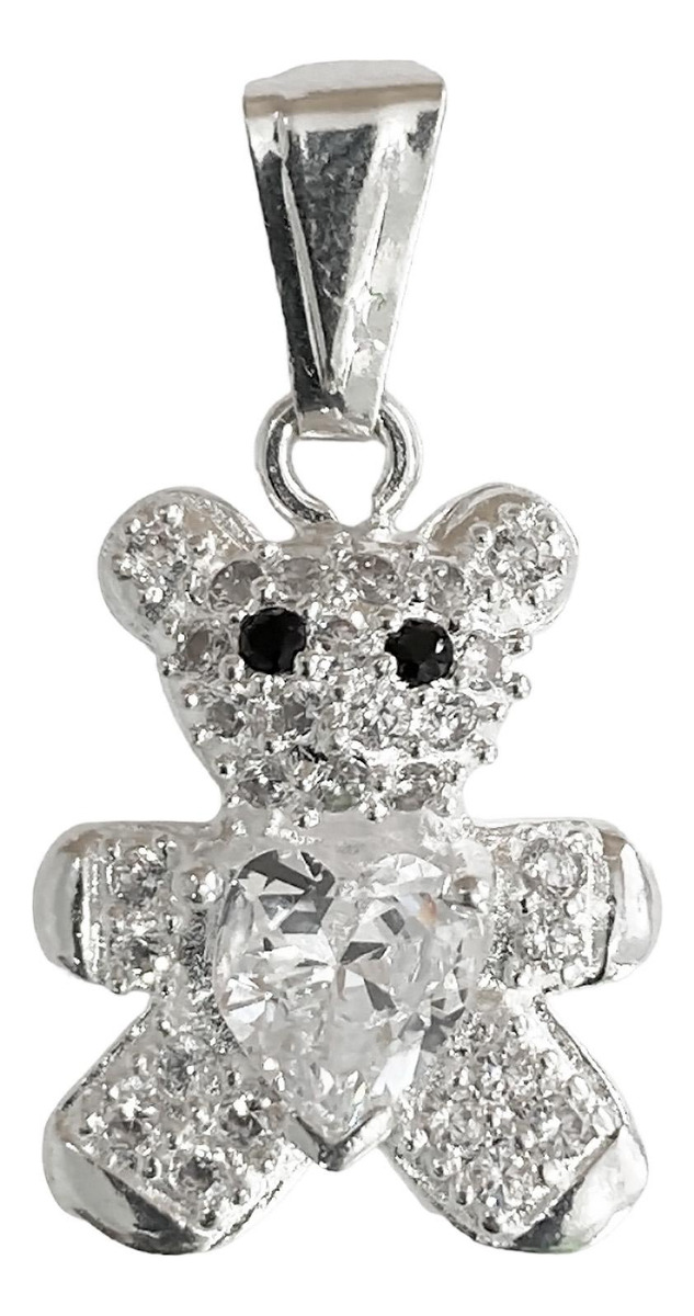 Dije Osito Corazón Amor Zirconias Regalo Plata Ley 925