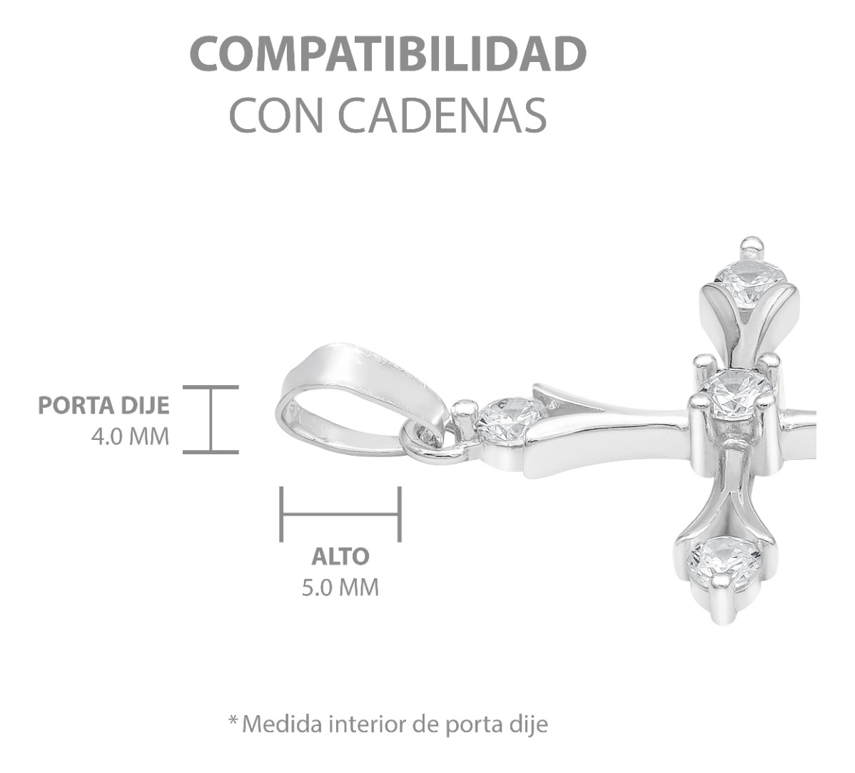 Joyaris Dije Cruz Italiana Plata 925 Unisex Zirconias 31mm Plateado